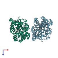 PDB entry 6j2s coloured by chain, top view.