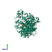 PDB entry 6j34 coloured by chain, side view.