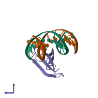 PDB entry 6j4e coloured by chain, side view.