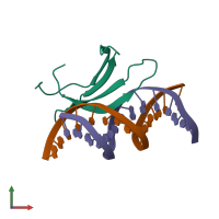 PDB entry 6j4g coloured by chain, front view.