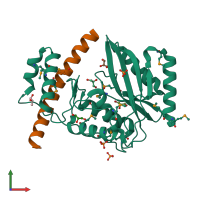 PDB entry 6j4o coloured by chain, front view.