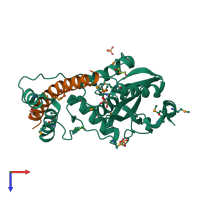 PDB entry 6j4o coloured by chain, top view.