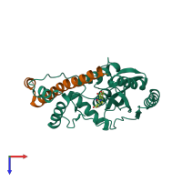 PDB entry 6j4p coloured by chain, top view.