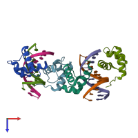 PDB entry 6j4r coloured by chain, top view.
