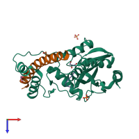 PDB entry 6j4v coloured by chain, top view.