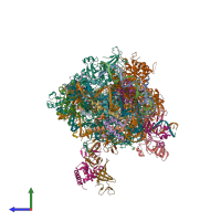 PDB entry 6j50 coloured by chain, side view.