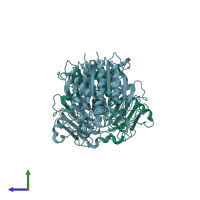 PDB entry 6j66 coloured by chain, side view.