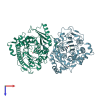 PDB entry 6j66 coloured by chain, top view.