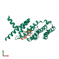 PDB entry 6j67 coloured by chain, front view.