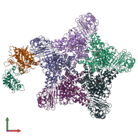 PDB entry 6j6i coloured by chain, front view.