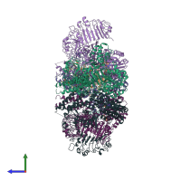 PDB entry 6j6i coloured by chain, side view.