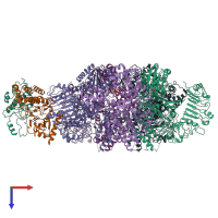 PDB entry 6j6i coloured by chain, top view.