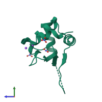 PDB entry 6j6v coloured by chain, side view.
