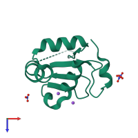 PDB entry 6j6v coloured by chain, top view.