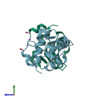 PDB entry 6j6w coloured by chain, side view.