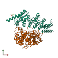 PDB entry 6j6x coloured by chain, front view.