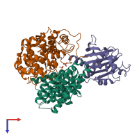 PDB entry 6j74 coloured by chain, top view.