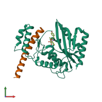PDB entry 6j7b coloured by chain, front view.