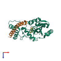 PDB entry 6j7b coloured by chain, top view.