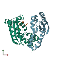 PDB entry 6j7y coloured by chain, front view.