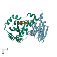 PDB entry 6j7y coloured by chain, top view.