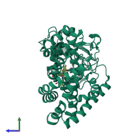 PDB entry 6j84 coloured by chain, side view.