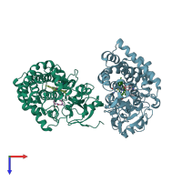PDB entry 6j86 coloured by chain, top view.