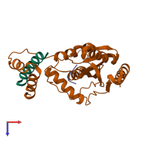 PDB entry 6j8f coloured by chain, top view.