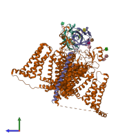 PDB entry 6j8g coloured by chain, side view.