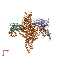 PDB entry 6j8i coloured by chain, top view.