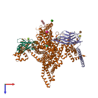 PDB entry 6j8j coloured by chain, top view.