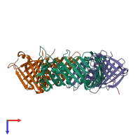 PDB entry 6j8y coloured by chain, top view.