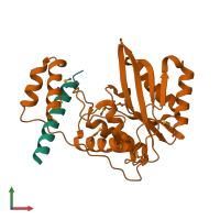 PDB entry 6j91 coloured by chain, front view.
