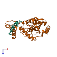 PDB entry 6j91 coloured by chain, top view.