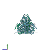 PDB entry 6j94 coloured by chain, side view.