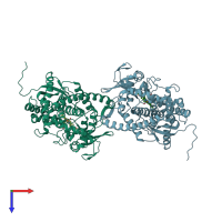PDB entry 6j94 coloured by chain, top view.