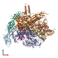 PDB entry 6j9f coloured by chain, front view.
