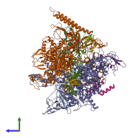 PDB entry 6j9f coloured by chain, side view.