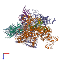 PDB entry 6j9f coloured by chain, top view.