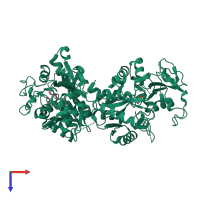 PDB entry 6jas coloured by chain, top view.