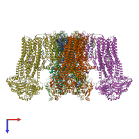 PDB entry 6jb1 coloured by chain, top view.