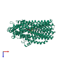 PDB entry 6jb3 coloured by chain, top view.