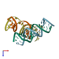 PDB entry 6jbg coloured by chain, top view.