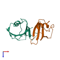 PDB entry 6jck coloured by chain, top view.
