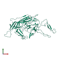 PDB entry 6jcr coloured by chain, front view.