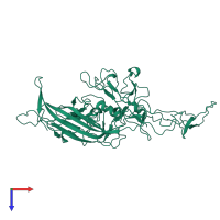 PDB entry 6jcr coloured by chain, top view.