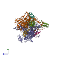 PDB entry 6jcx coloured by chain, side view.