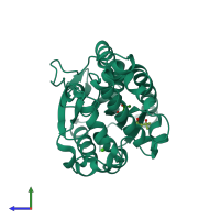 PDB entry 6jd9 coloured by chain, side view.