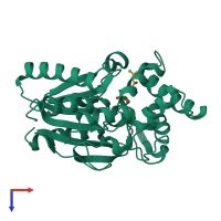 PDB entry 6jd9 coloured by chain, top view.