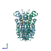 PDB entry 6jdo coloured by chain, side view.